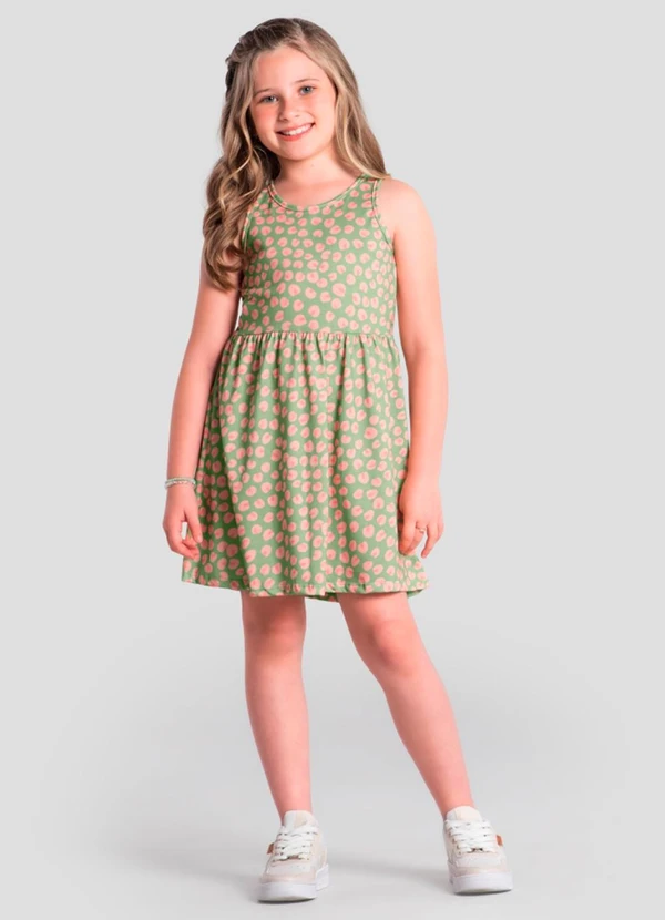 Brandili - Vestido Infantil Menina Estampado Verde