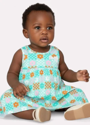 Kyly - Vestido Infantil Menina Estampado Verde - KYLY