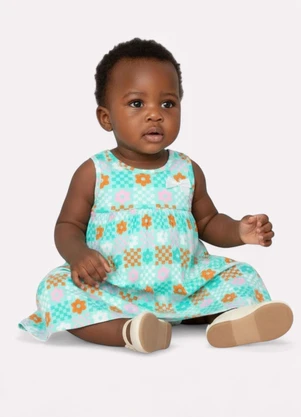 Kyly - Vestido Infantil Menina Estampado Verde - KYLY