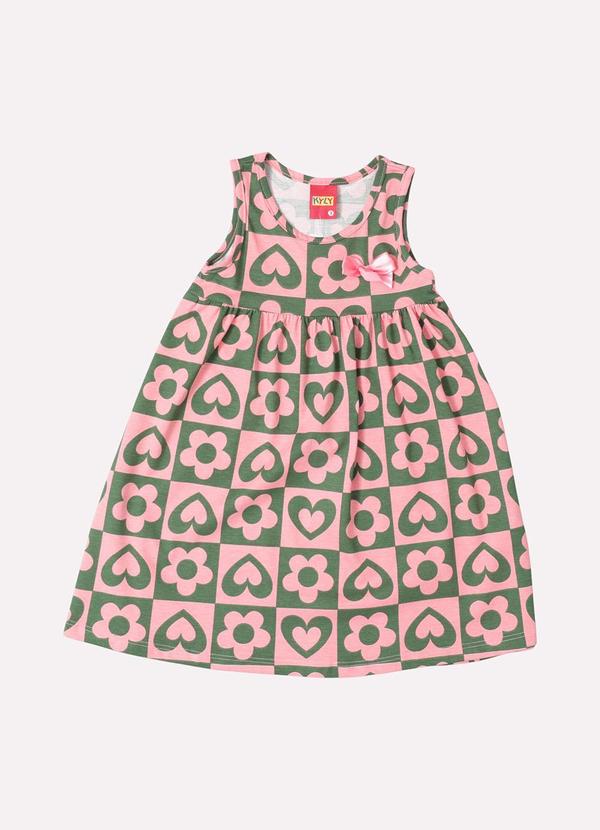 Kyly - Vestido Infantil Menina Estampado Verde 2