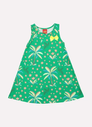 Kyly - Vestido Infantil Menina Estampado Verde - KYLY