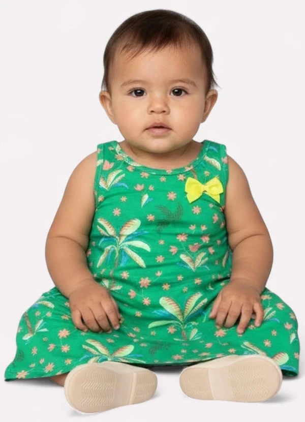 Kyly - Vestido Infantil Menina Estampado Verde