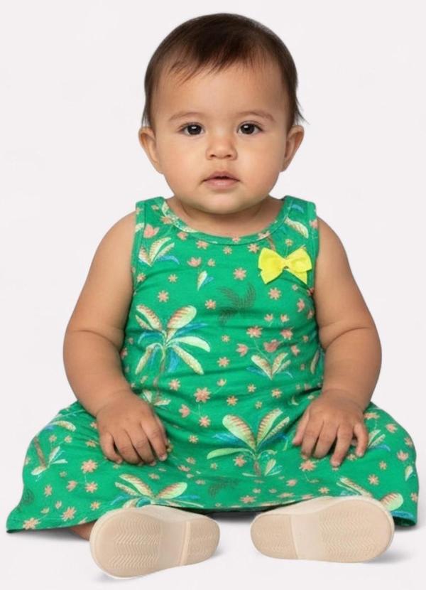 Kyly - Vestido Infantil Menina Estampado Verde 2