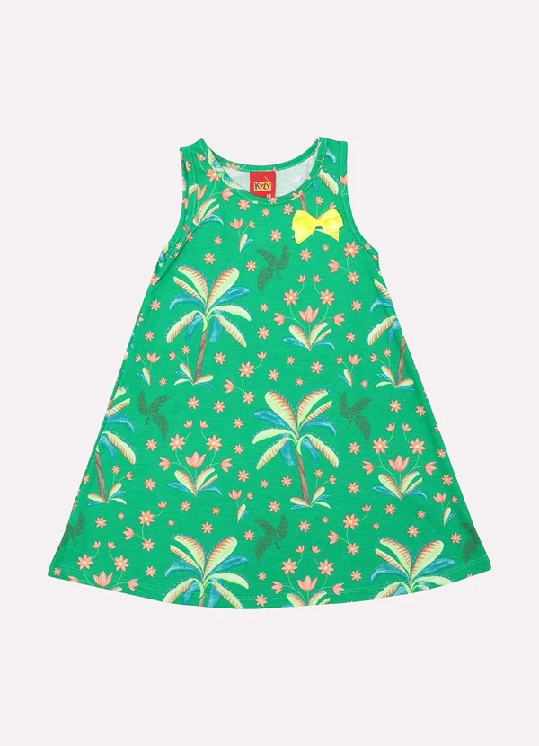 Kyly - Vestido Infantil Menina Estampado Verde 2