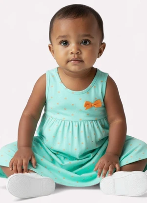 Kyly - Vestido Infantil Menina Estampado Verde - KYLY