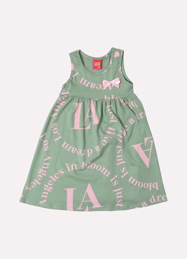 Kyly - Vestido Infantil Menina Estampado Verde 2