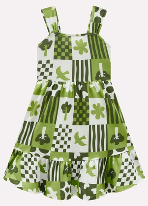 Kyly - Vestido Infantil Menina Estampado Verde - KYLY