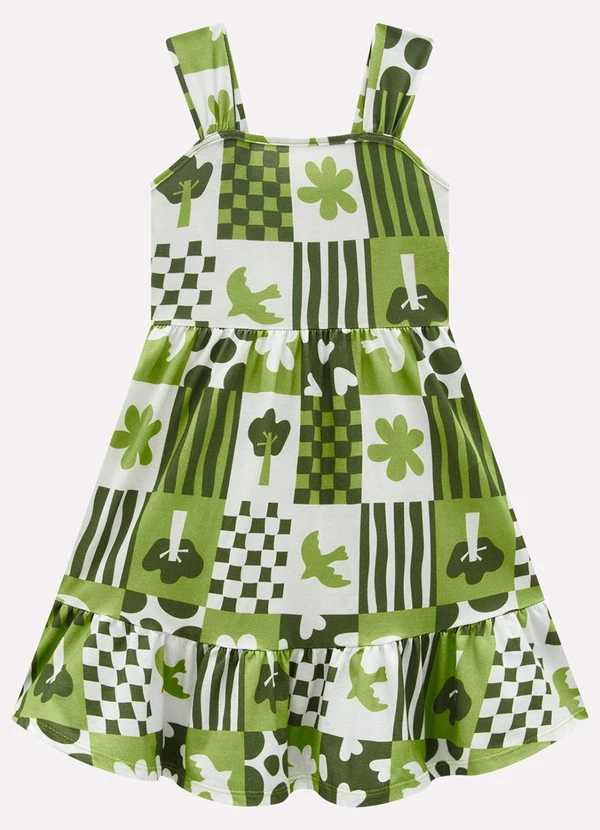 Kyly - Vestido Infantil Menina Estampado Verde