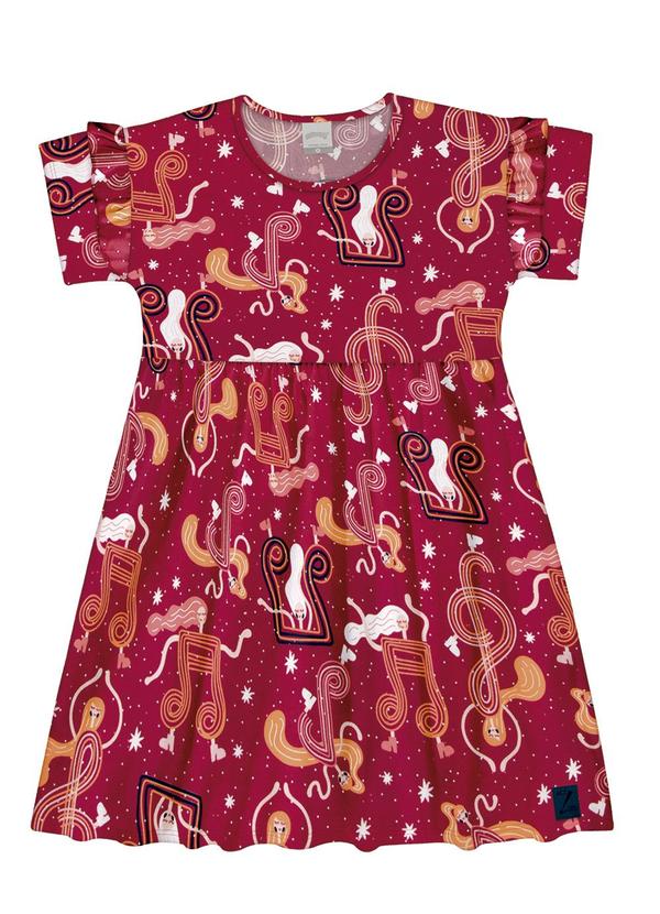 Alakazoo - Vestido Infantil Menina Estampado Vermelho