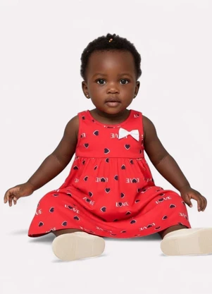 Kyly - Vestido Infantil Menina Estampado Vermelho - KYLY