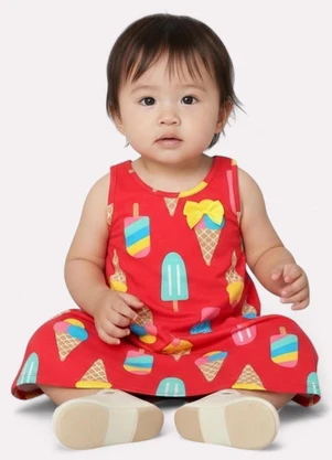 Kyly - Vestido Infantil Menina Estampado Vermelho - KYLY