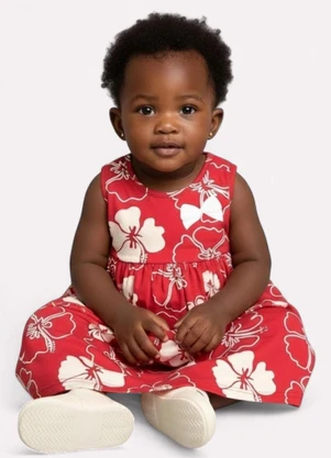 Kyly - Vestido Infantil Menina Estampado Vermelho - KYLY