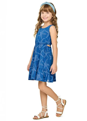 Elian - Vestido Infantil Menina Estrelas-Do-Mar Azul - ELIAN