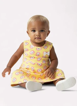 Kyly - Vestido Infantil Menina Evasê Amarelo - KYLY