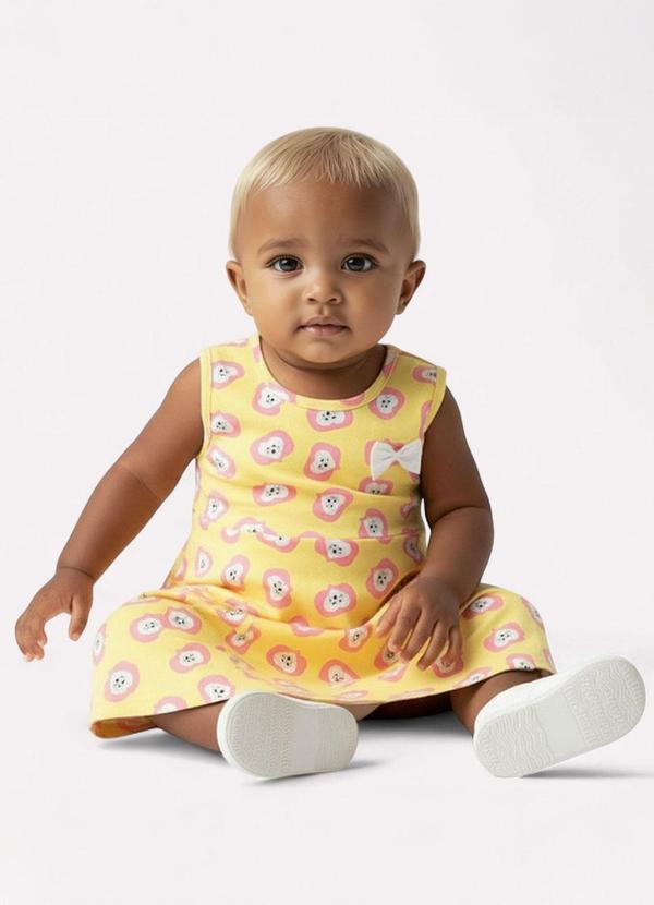 Kyly - Vestido Infantil Menina Evasê Amarelo 1