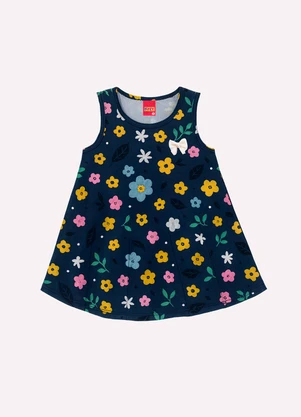 Kyly - Vestido Infantil Menina Evasê Azul Marinho - KYLY