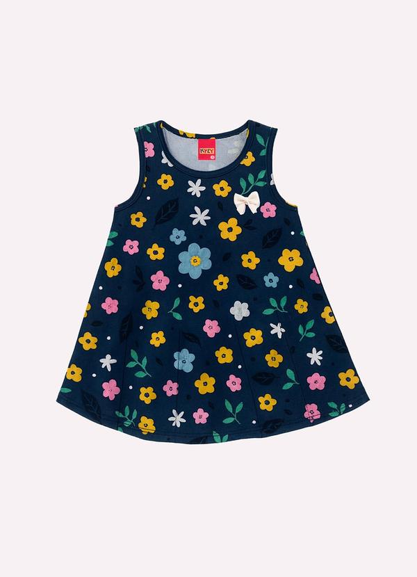 Kyly - Vestido Infantil Menina Evasê Azul Marinho