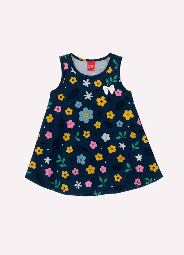 Kyly - Vestido Infantil Menina Evasê Azul Marinho