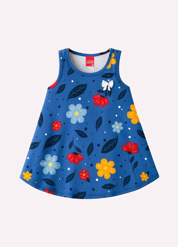 Kyly - Vestido Infantil Menina Evasê Azul