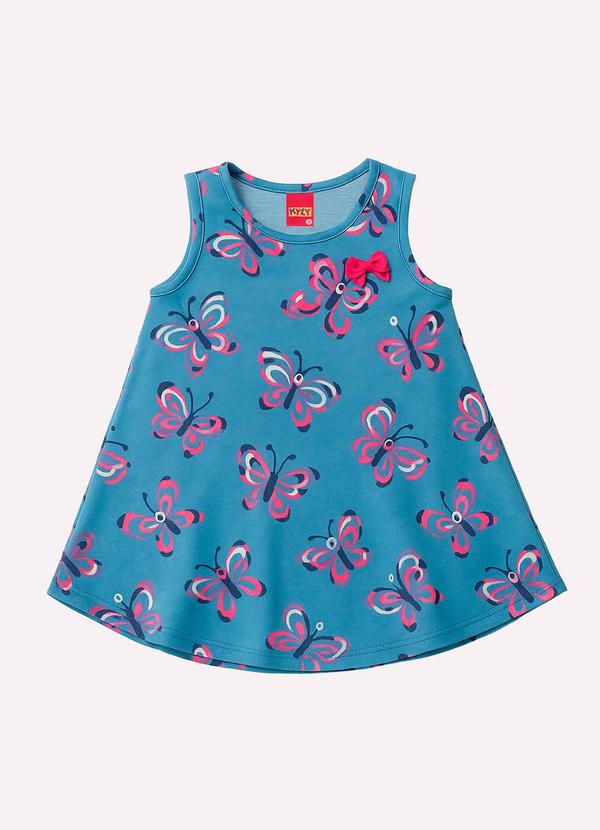 Kyly - Vestido Infantil Menina Evasê Azul 1