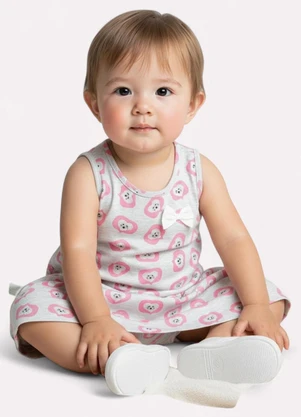 Kyly - Vestido Infantil Menina Evasê Cinza - KYLY