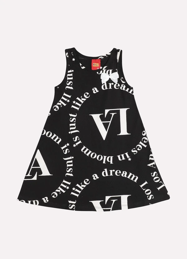 Kyly - Vestido Infantil Menina Evasê com Laço Preto 2