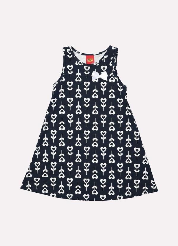 Kyly - Vestido Infantil Menina Evasê Coração Azul 1