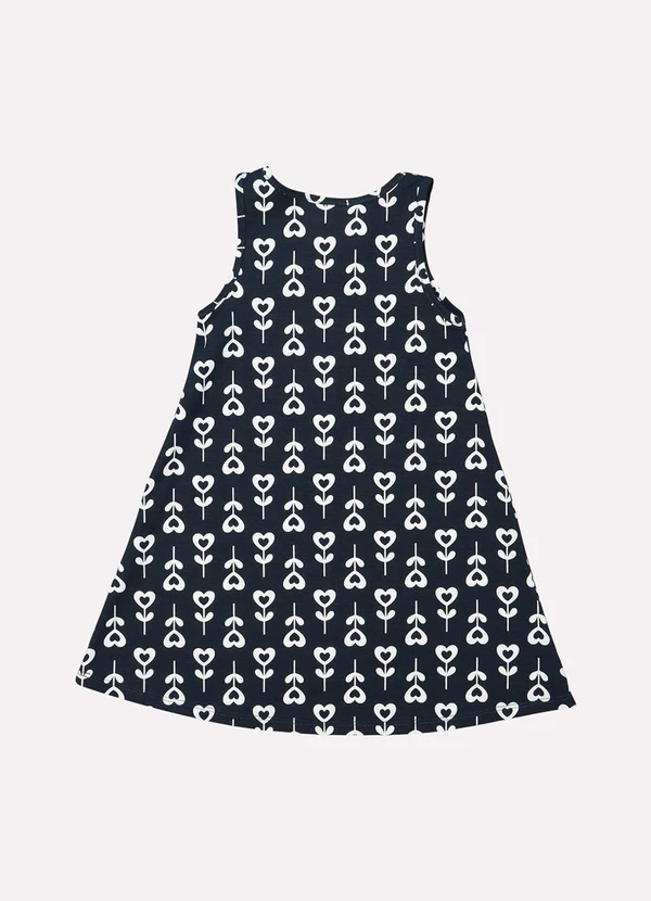 Kyly - Vestido Infantil Menina Evasê Coração Azul 3