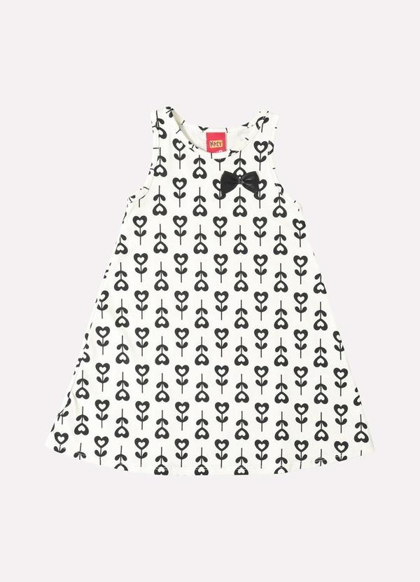 Kyly - Vestido Infantil Menina Evasê Coração Off White