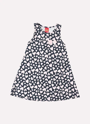 Kyly - Vestido Infantil Menina Evasê Coração Rosa - KYLY