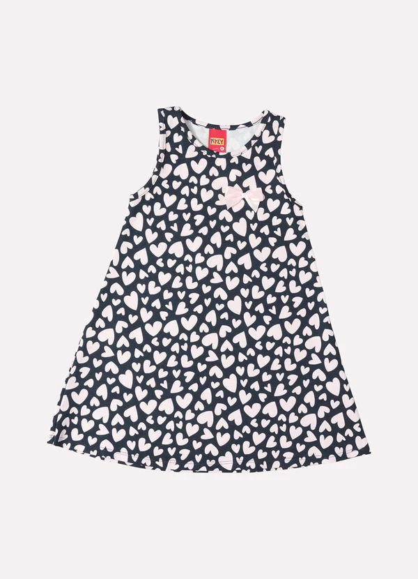 Kyly - Vestido Infantil Menina Evasê Coração Rosa 2