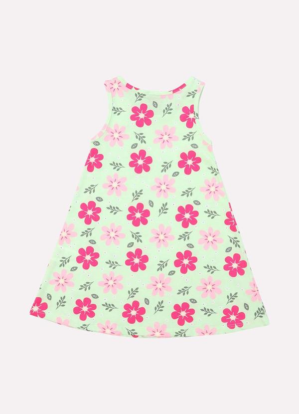Kyly - Vestido Infantil Menina Evasê Flores Verde 3