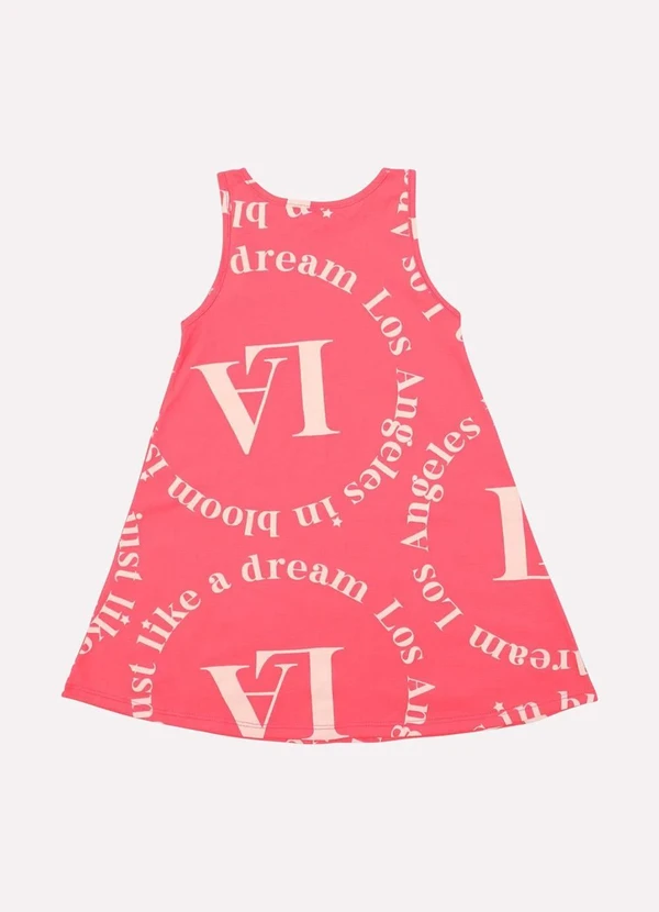 Kyly - Vestido Infantil Menina Evasê Lettering Rosa 3