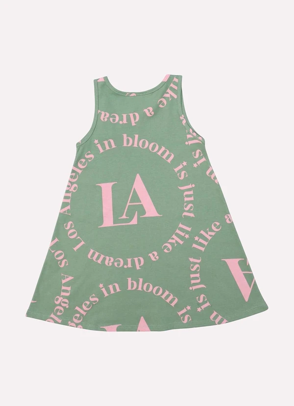 Kyly - Vestido Infantil Menina Evasê Lettering Verde 3