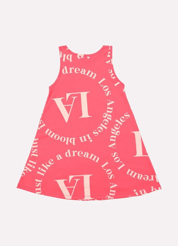Kyly - Vestido Infantil Menina Evasê Lettering Rosa 3