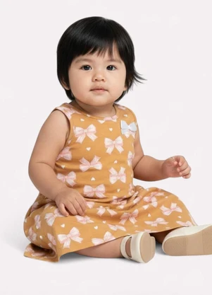 Kyly - Vestido Infantil Menina Evasê Marrom - KYLY