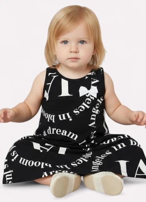 Kyly - Vestido Infantil Menina Evasê Preto - KYLY