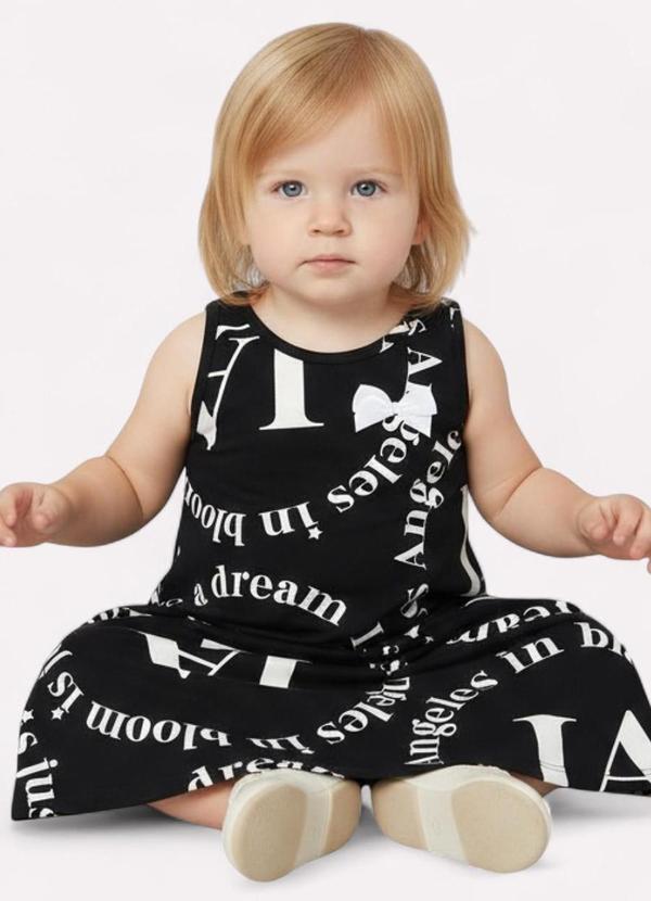 Kyly - Vestido Infantil Menina Evasê Preto 2