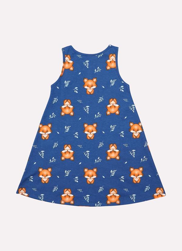 Kyly - Vestido Infantil Menina Evasê Raposa Azul 3