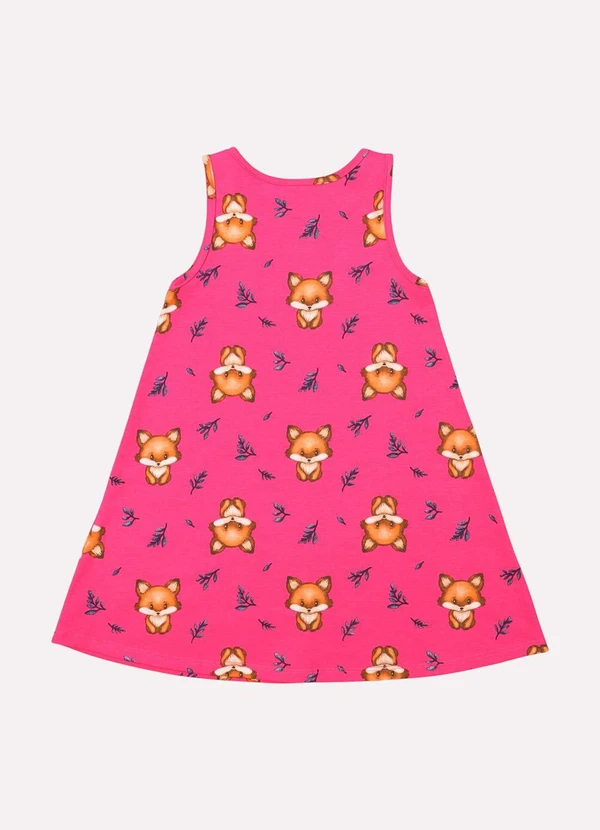 Kyly - Vestido Infantil Menina Evasê Raposa Rosa 3