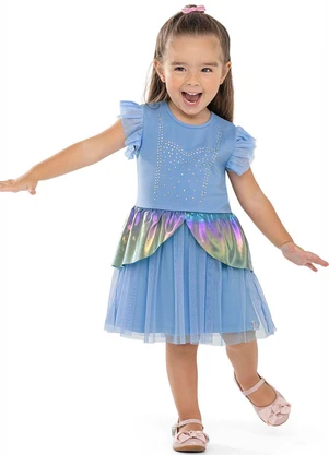 Elian - Vestido Infantil Menina Fantasia Princesa Azul - ELIAN