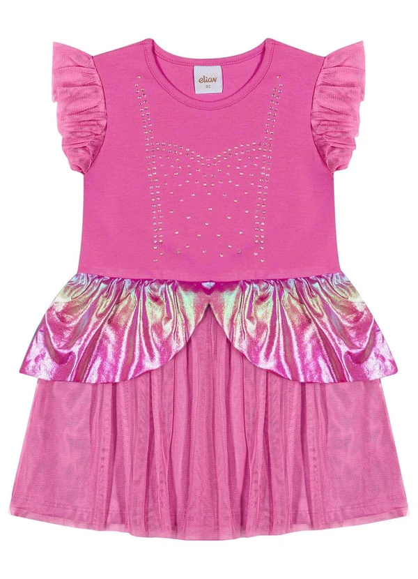 Elian - Vestido Infantil Menina Fantasia Princesa Rosa