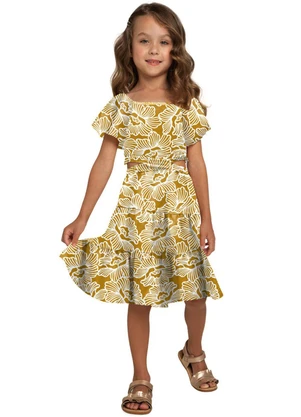 Milon - Vestido Infantil Menina Flor Amarelo - MILON