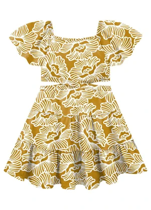 Milon - Vestido Infantil Menina Flor Amarelo - MILON