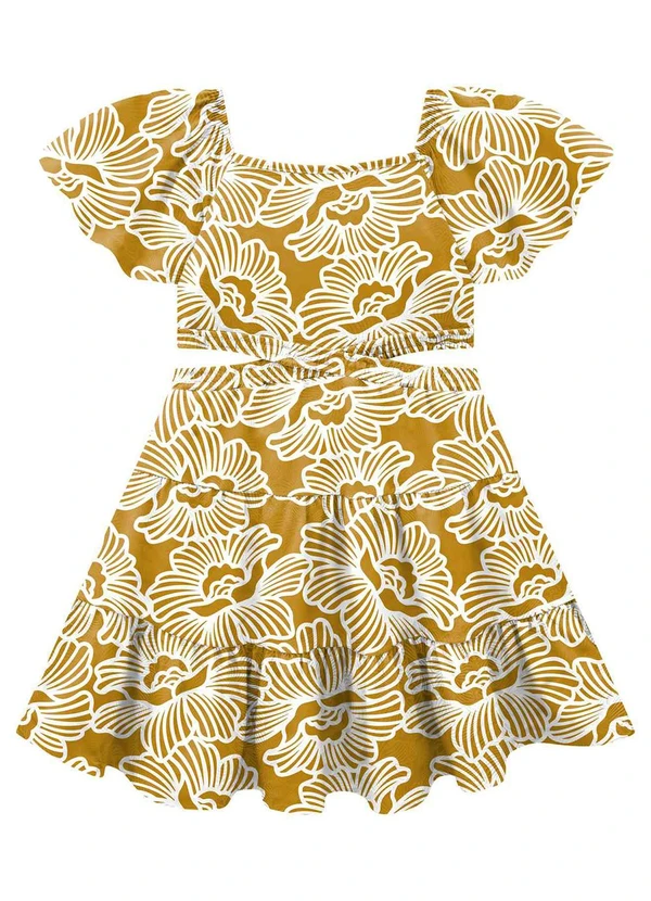 Milon - Vestido Infantil Menina Flor Amarelo 2
