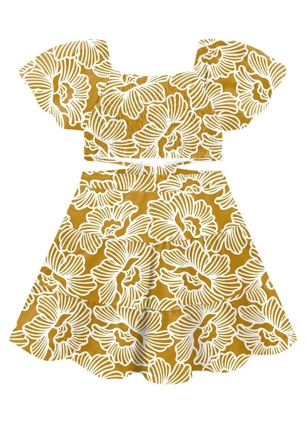 Milon - Vestido Infantil Menina Flor Amarelo 3