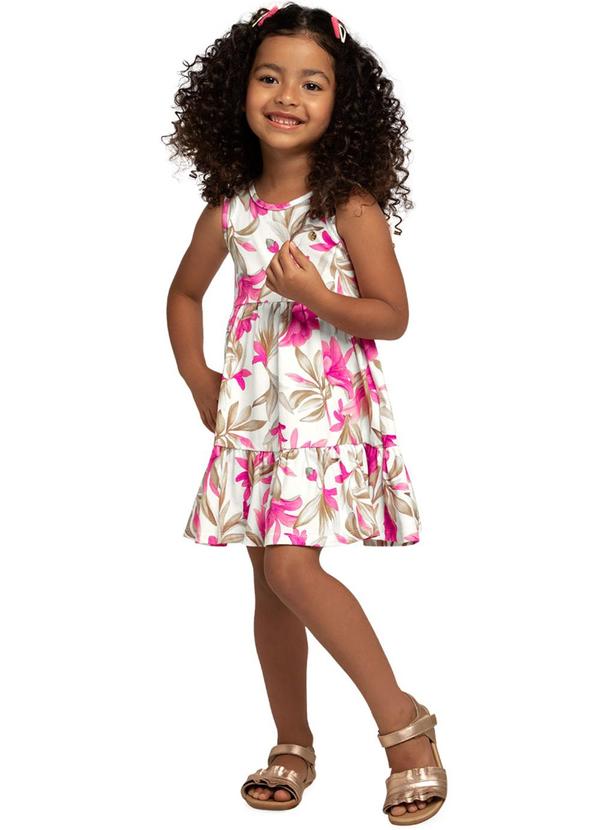 Milon - Vestido Infantil Menina Flor Off White