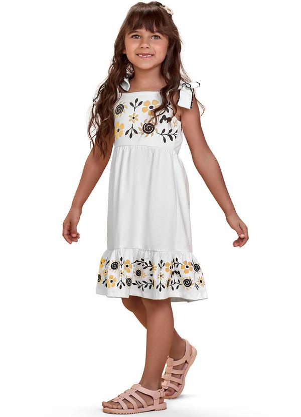 Nanai - Vestido Infantil Menina Flor Off White