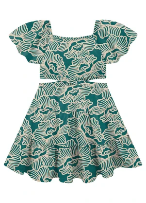 Milon - Vestido Infantil Menina Flor Verde - MILON