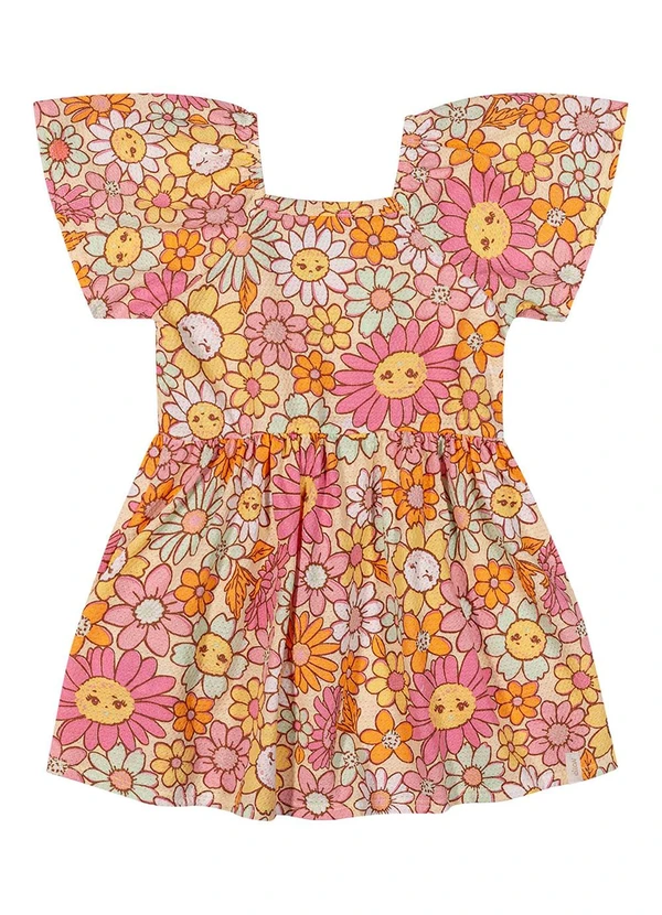 Elian - Vestido Infantil Menina Floral Alegre Amarelo 2
